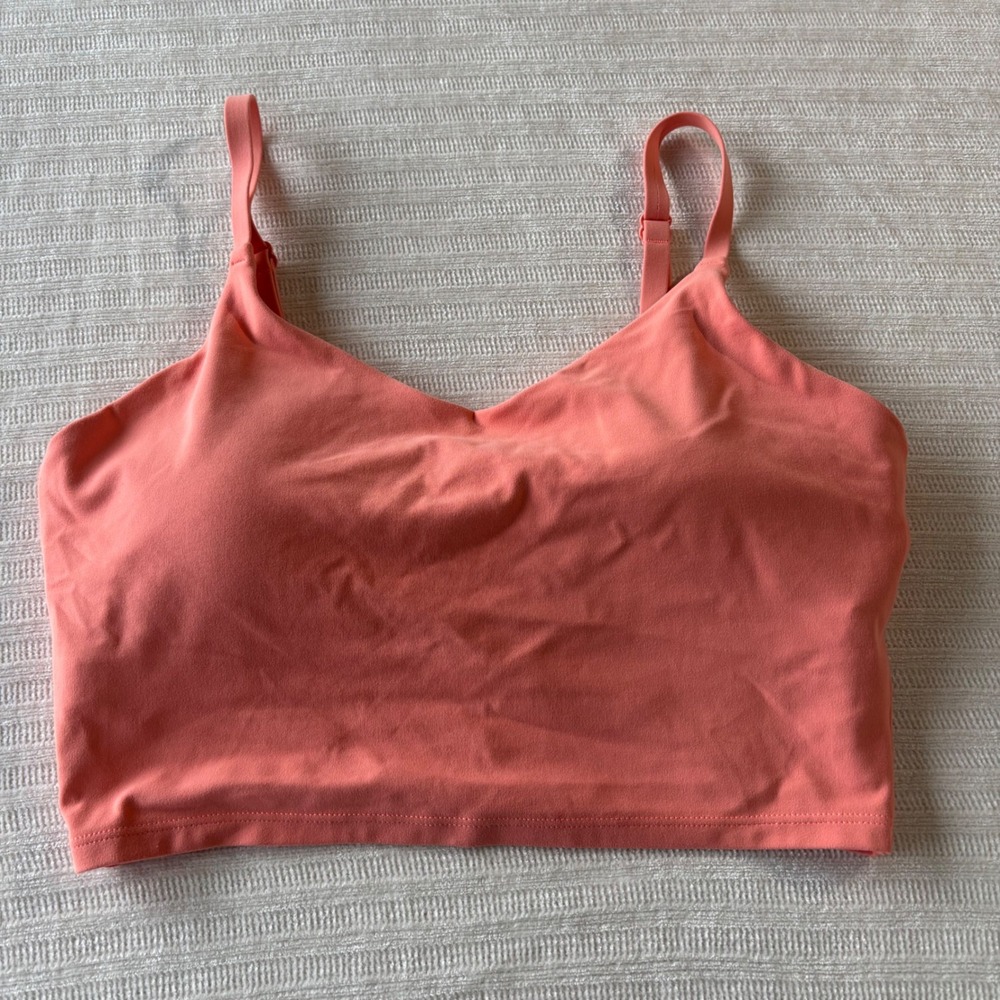 Athleta Elation V-Neck Crop D-DD Sports Bra Coral Pink S 981470-09